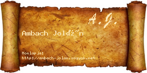 Ambach Jolán névjegykártya