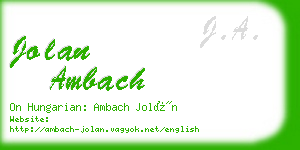 jolan ambach business card